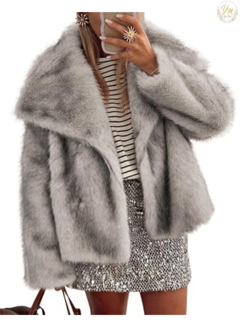 PRETTYGARDEN Women's Faux Fur Coat Lapel Long Sleeve Winter Jacket Warm